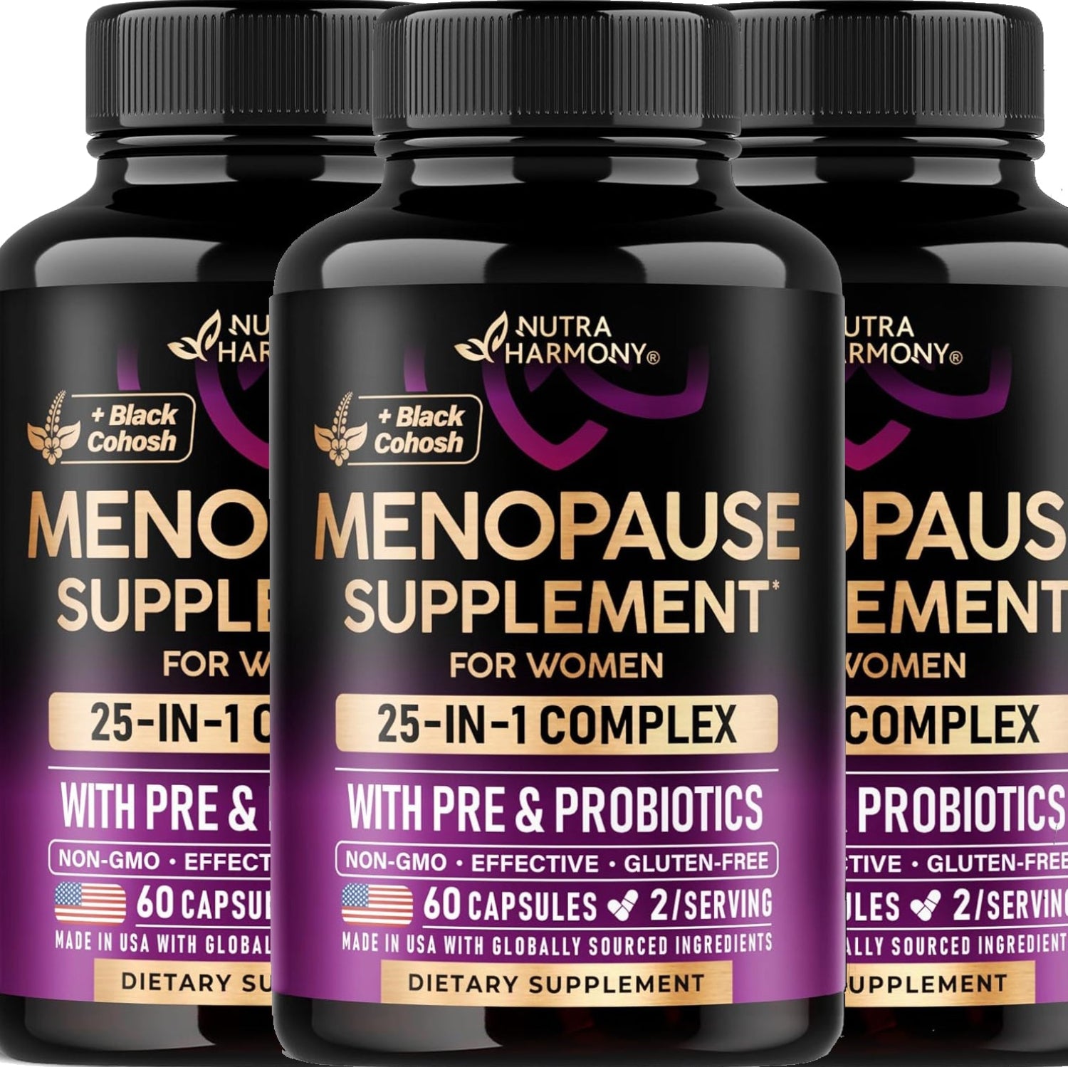 Menopause Supplement for Women with Dong Quai, Black Cohosh, Prebiotics & Probiotics