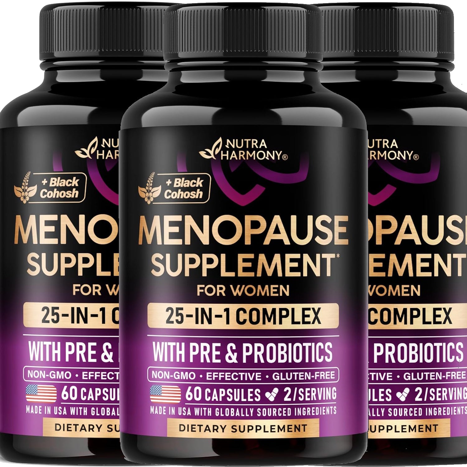 Menopause Supplement for Women with Dong Quai, Black Cohosh, Prebiotics & Probiotics