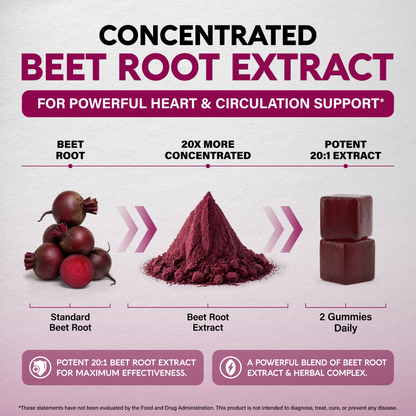 Beet Root Gummies 500mg - Blood Pressure Supplement - Sugar-Free, 60pcs