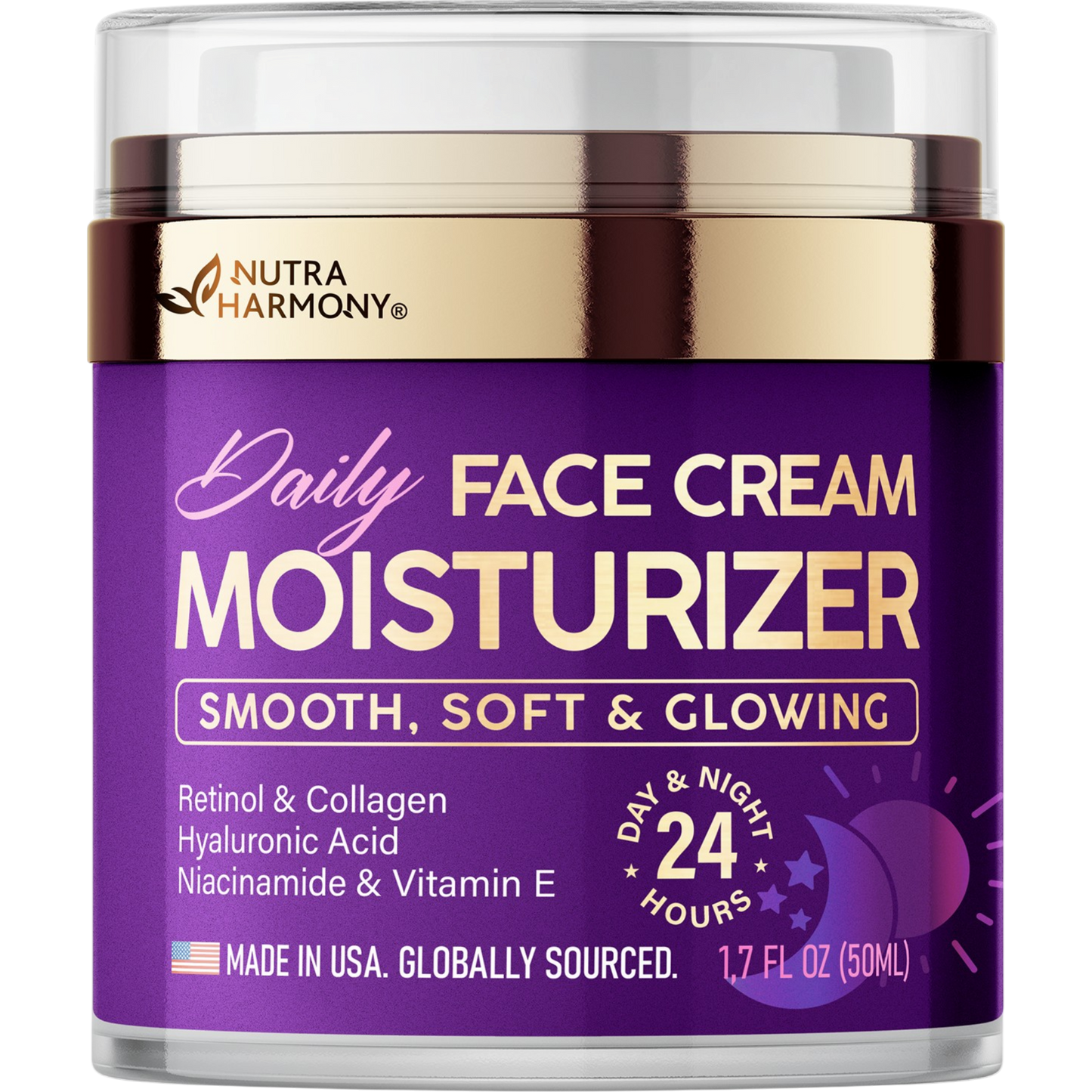 Day & Night Face Moisturizer with Collagen Retinol & Hyaluronic Acid for Women & Men