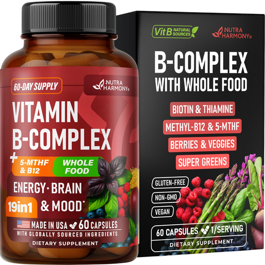 Vitamin B Complex with Astragalus & Whole Food Blend for Energy, Metabolism & Brain