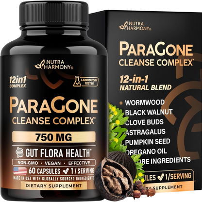 ParaGone Cleanse Complex for Men & Women with Wormwood, Black Walnut, Clove, Astragalus etc.