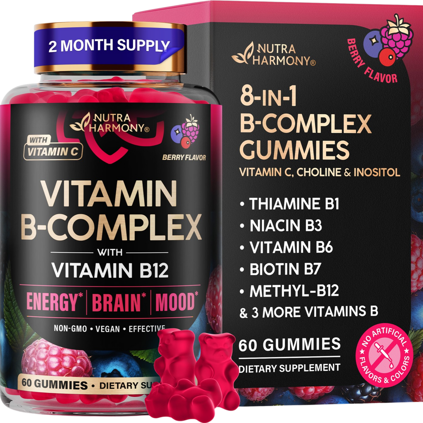 Sugar-free Vitamin B-Complex Gummies with Vitamin B12