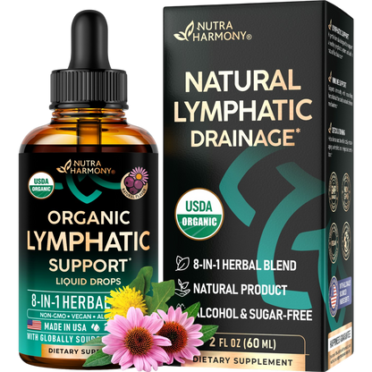 USDA Organic Lymphatic Support 8-in-1 Herbal Blend Liquid Drops