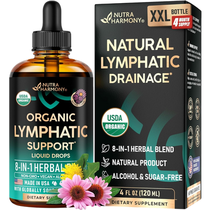 USDA Organic Lymphatic Support 8-in-1 Herbal Blend Liquid Drops