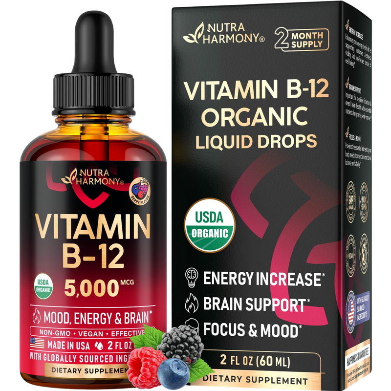 USDA Organic Vitamin B12 Liquid Drops at Methylcobalamin Form