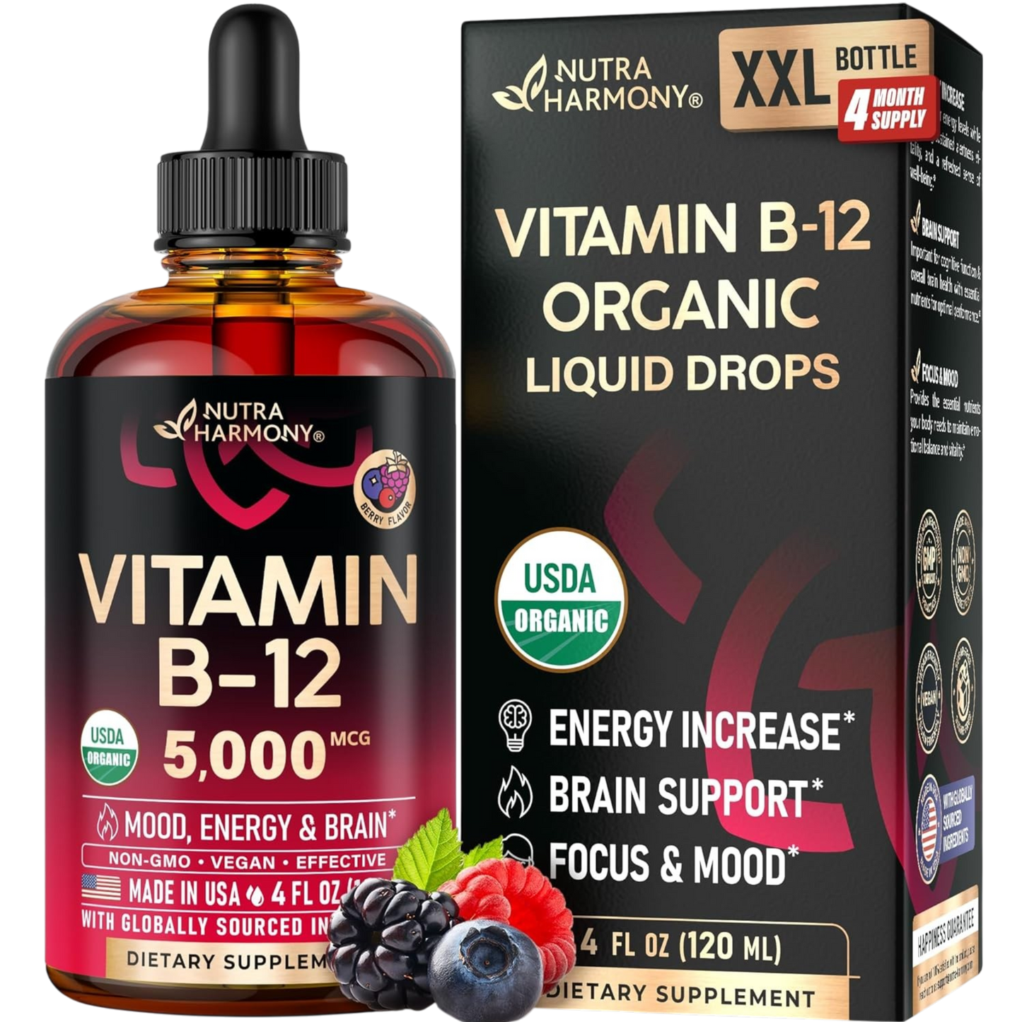 USDA Organic Vitamin B12 Liquid Drops at Methylcobalamin Form