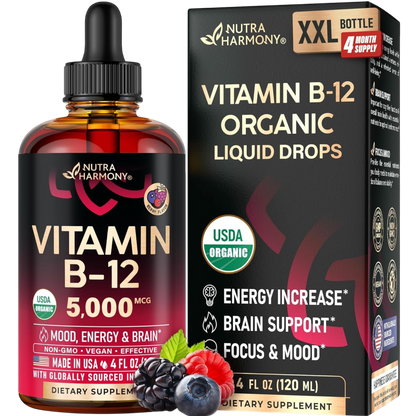 USDA Organic Vitamin B12 Liquid Drops at Methylcobalamin Form