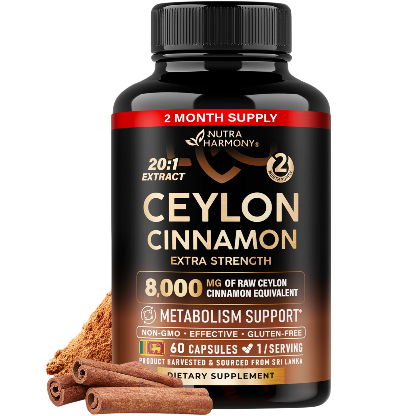 Ceylon Cinnamon 20:1 Extract | Extra Strength Capsules