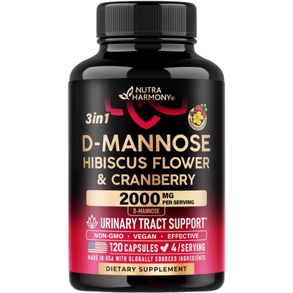 D-Mannose 2000 mg with Cranberry & Hibiscus | Urinary Tract Support Capsules