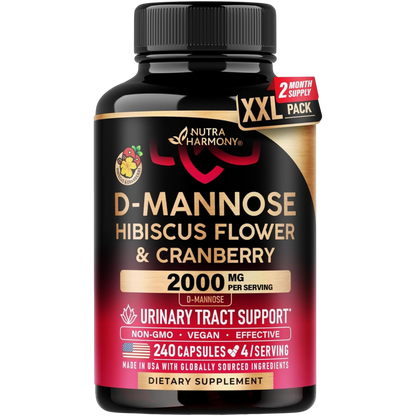 D-Mannose 2000 mg with Cranberry & Hibiscus | Urinary Tract Support Capsules