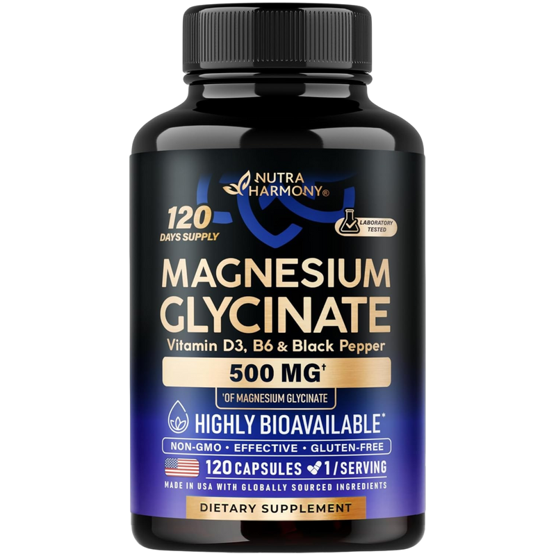 Magnesium Glycinate 500 mg with Vitamin D3, B6 & Black Pepper Capsules
