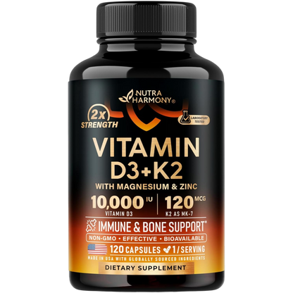 Vitamin D3+K2 with Magnesium, Zinc & Vitamin C & B12
