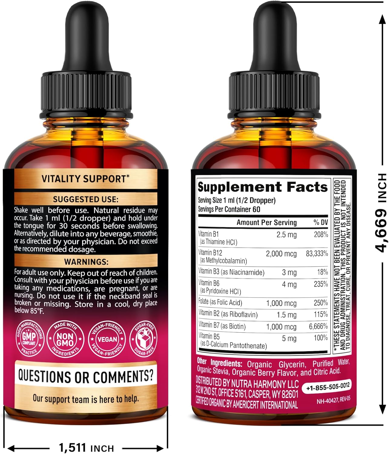 USDA Organic Vitamin B-Complex Liquid Drops