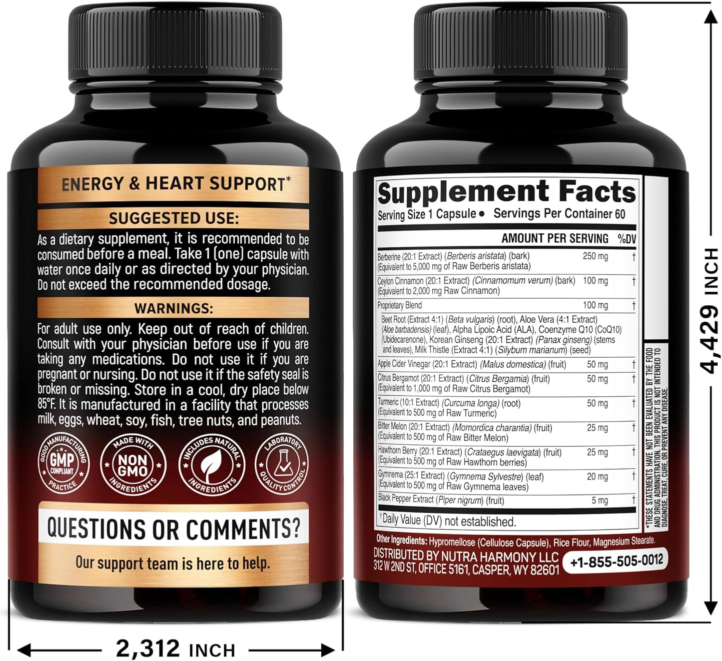 Berberine, Ceylon Cinnamon, Turmeric, ACV & Bitter Melon Complex Capsules