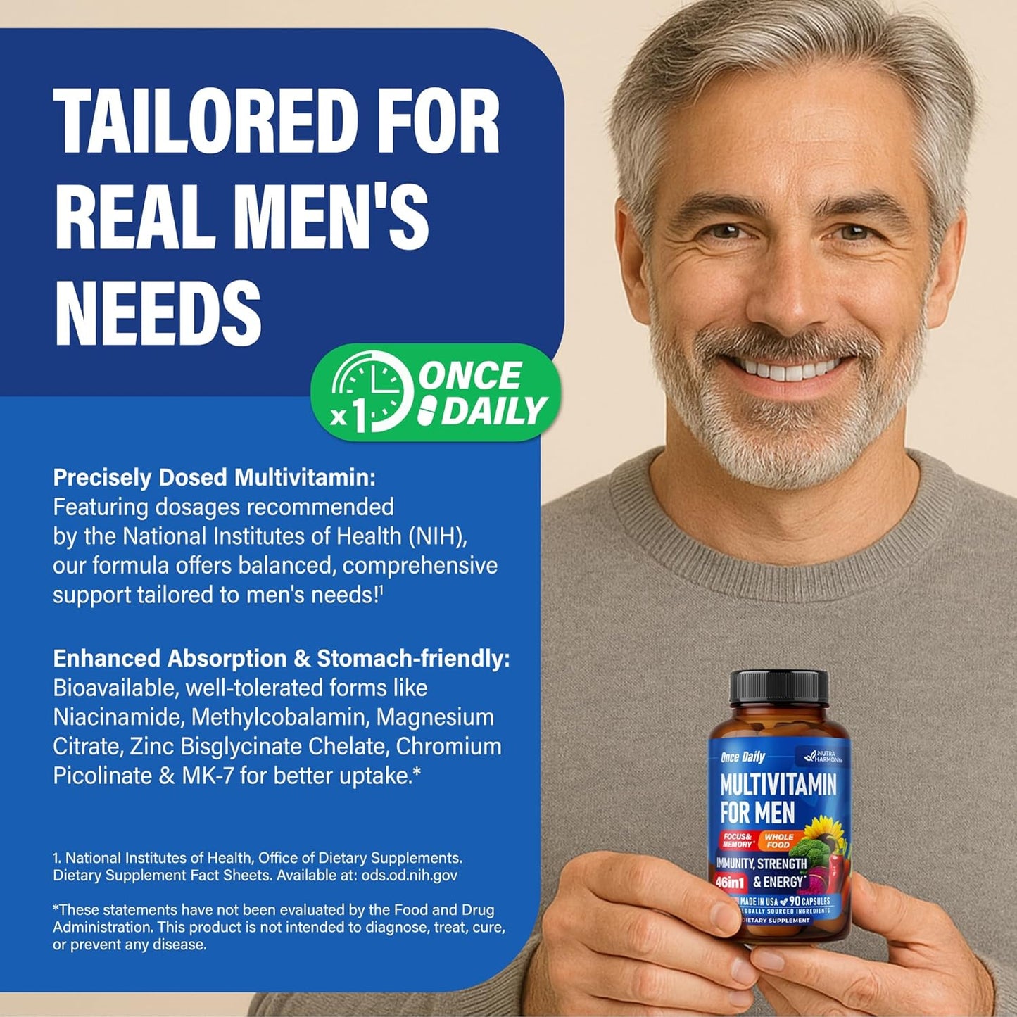 Complete 46-in-1 Multivitamin for Men | 90 Capsules, 90-Day Supply