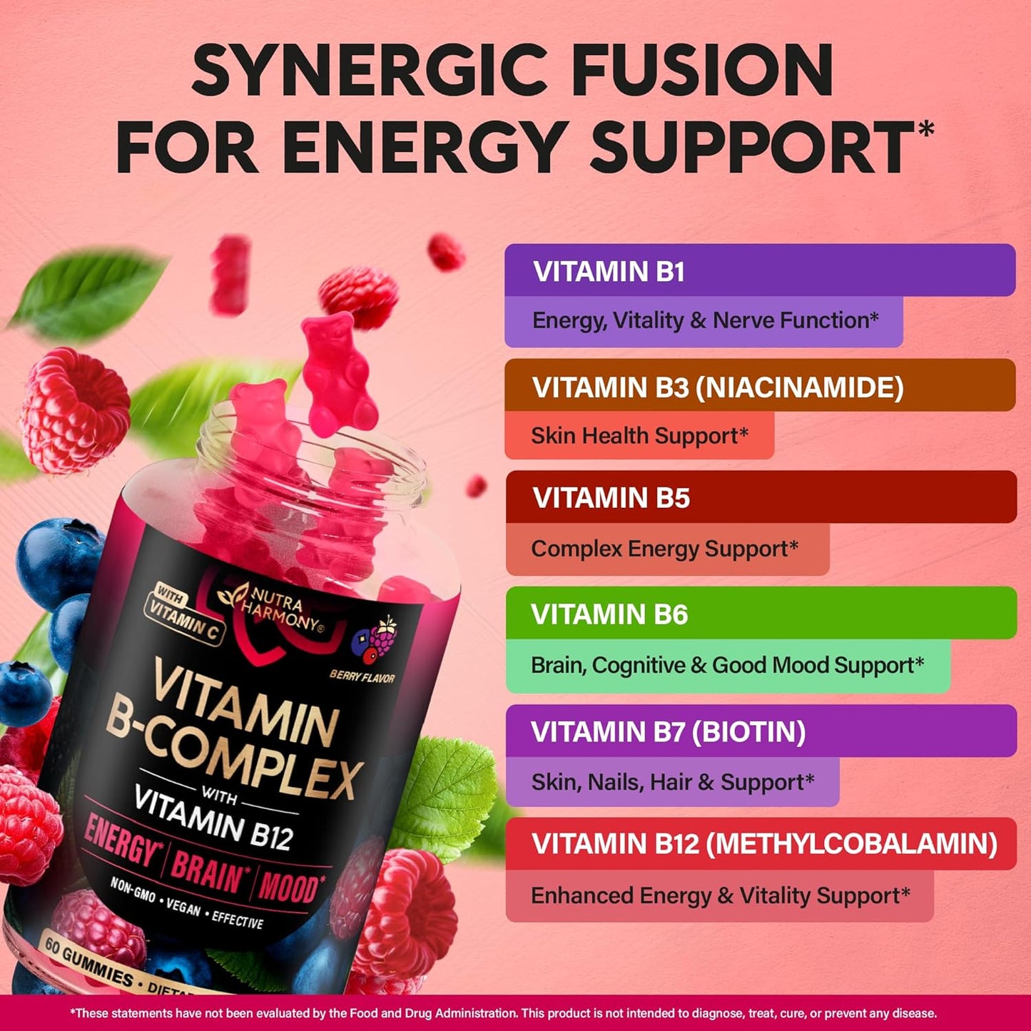 Sugar-free Vitamin B-Complex Gummies with Vitamin B12