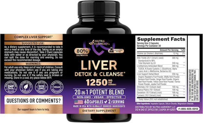 Supplement Facts: Serving Size 2 Capsules, 30 servings/container. Choline 12mg, Milk Thistle Extract 300mg, Antioxidant Blend 300mg, Liver Support Herbal Blend 250mg, Artichoke Extract 100mg, Chanca Piedra Extract 100mg, Dandelion Extract 100mg, Turmeric Extract 88mg. Other: Vegetable Capsule, Silicon Dioxide, Magnesium Stearate.
Suggested Use: Take 2 capsules daily with a meal or as directed by a physician.
Warnings: For adults only. Keep out of reach of children. Do not use if pregnant or nursing.