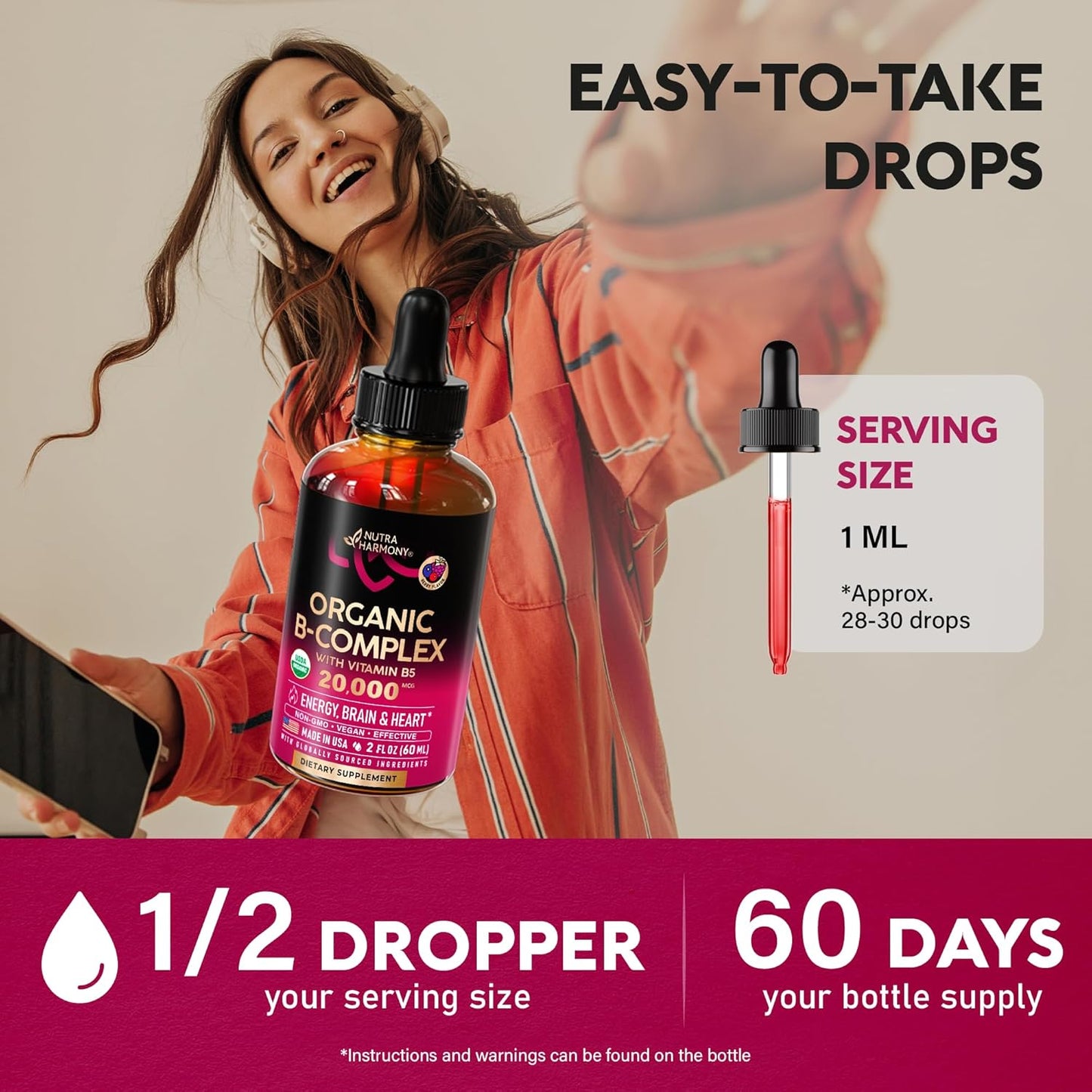 USDA Organic Vitamin B-Complex Liquid Drops