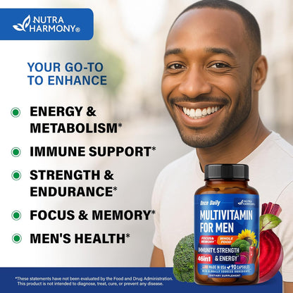Complete 46-in-1 Multivitamin for Men | 90 Capsules, 90-Day Supply