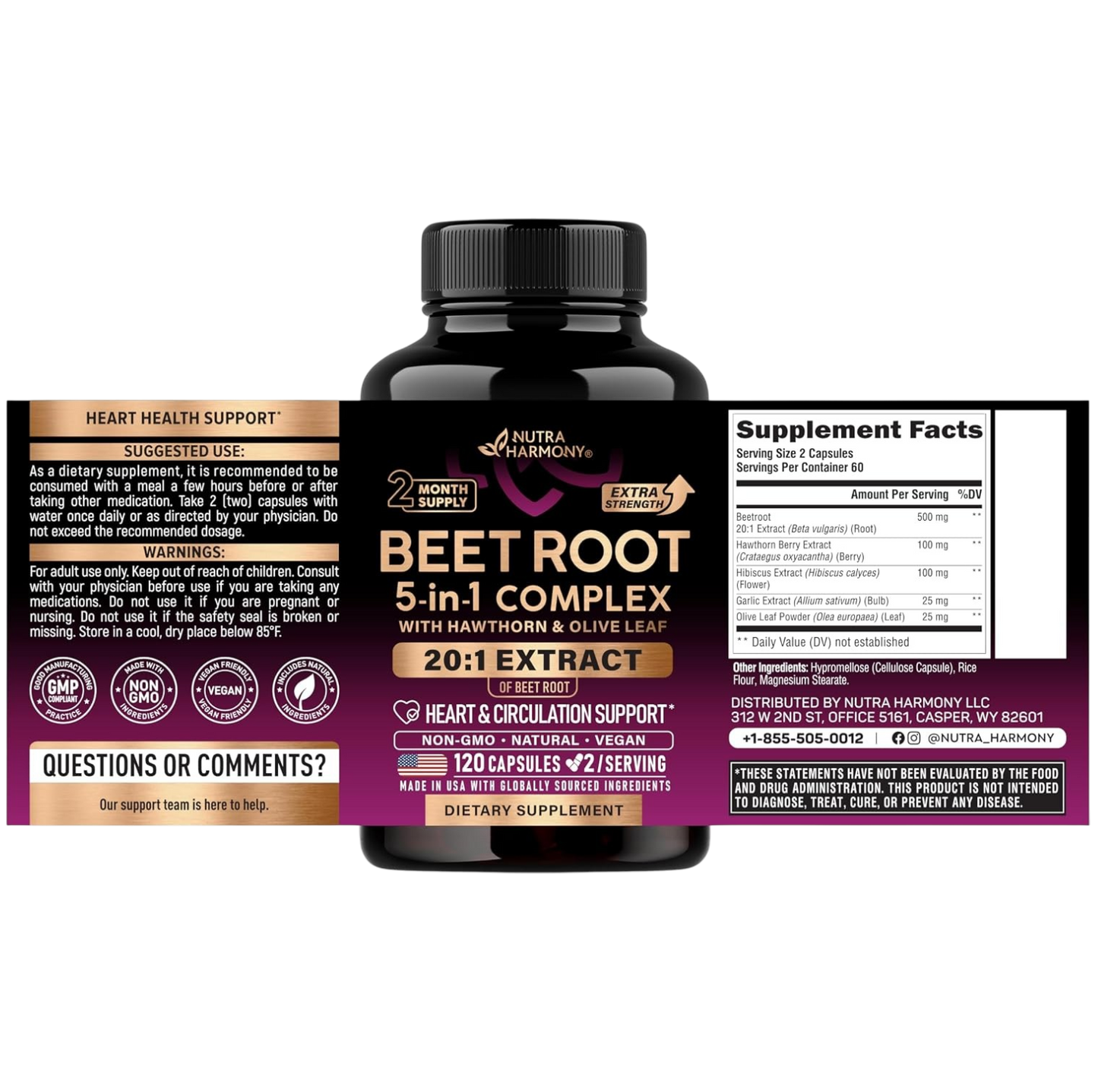 Beet Root 5-in-1 Complex Capsules for Heart & Circulation Support
