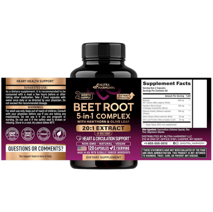 Beet Root 5-in-1 Complex Capsules for Heart & Circulation Support