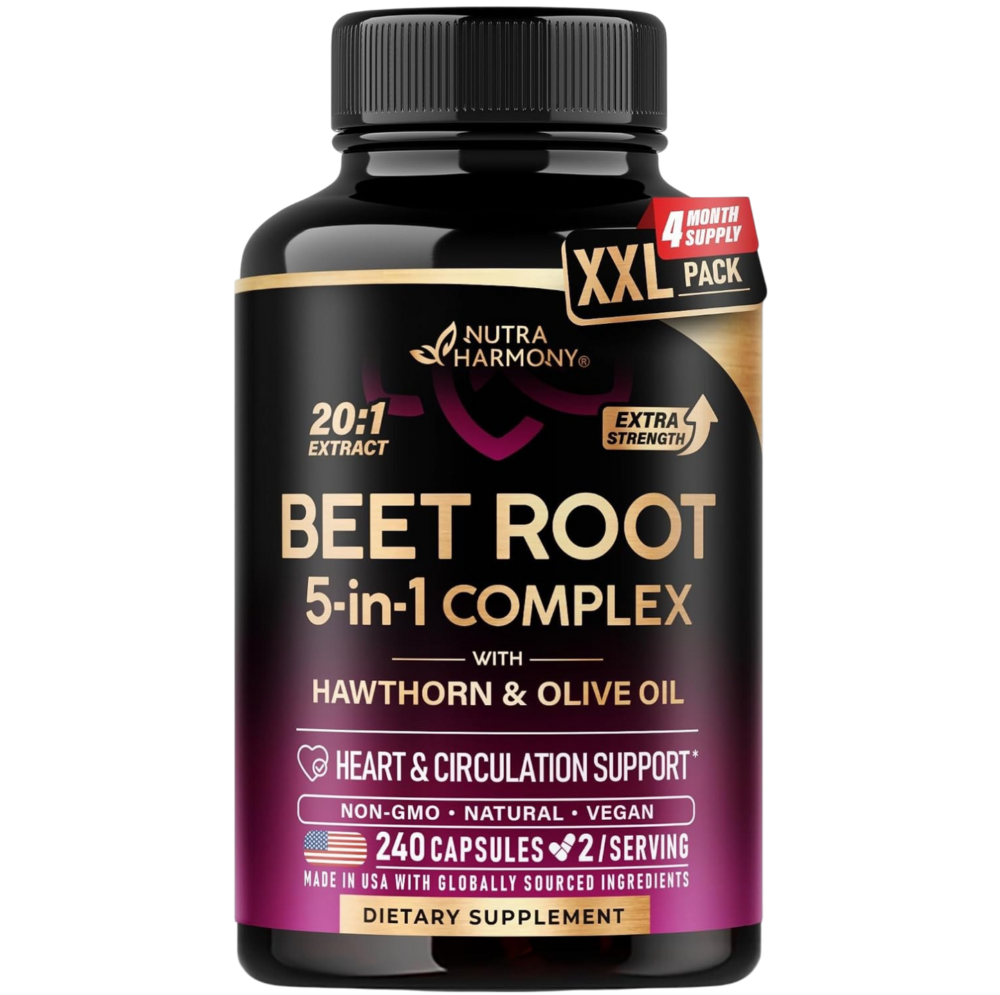 Beet Root 5-in-1 Complex Capsules for Heart & Circulation Support
