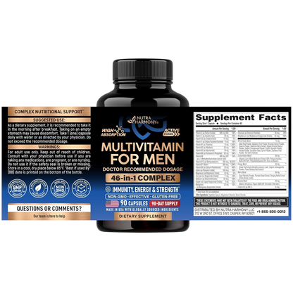 Complete 46-in-1 Multivitamin for Men | 90 Capsules, 90-Day Supply