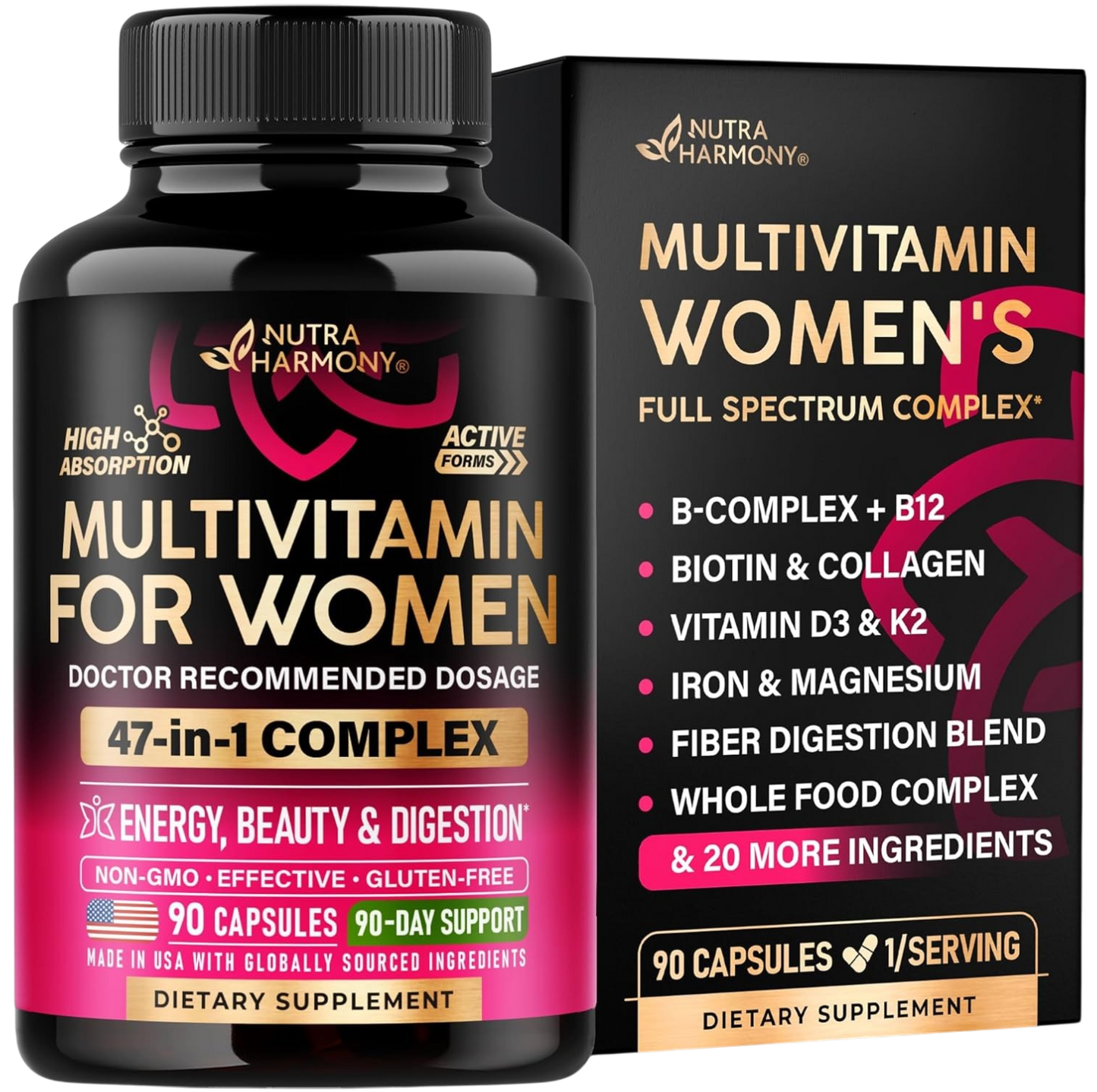 Complete 47-in-1 Multivitamin for Women | 90 Capsules, 90-Day Supply