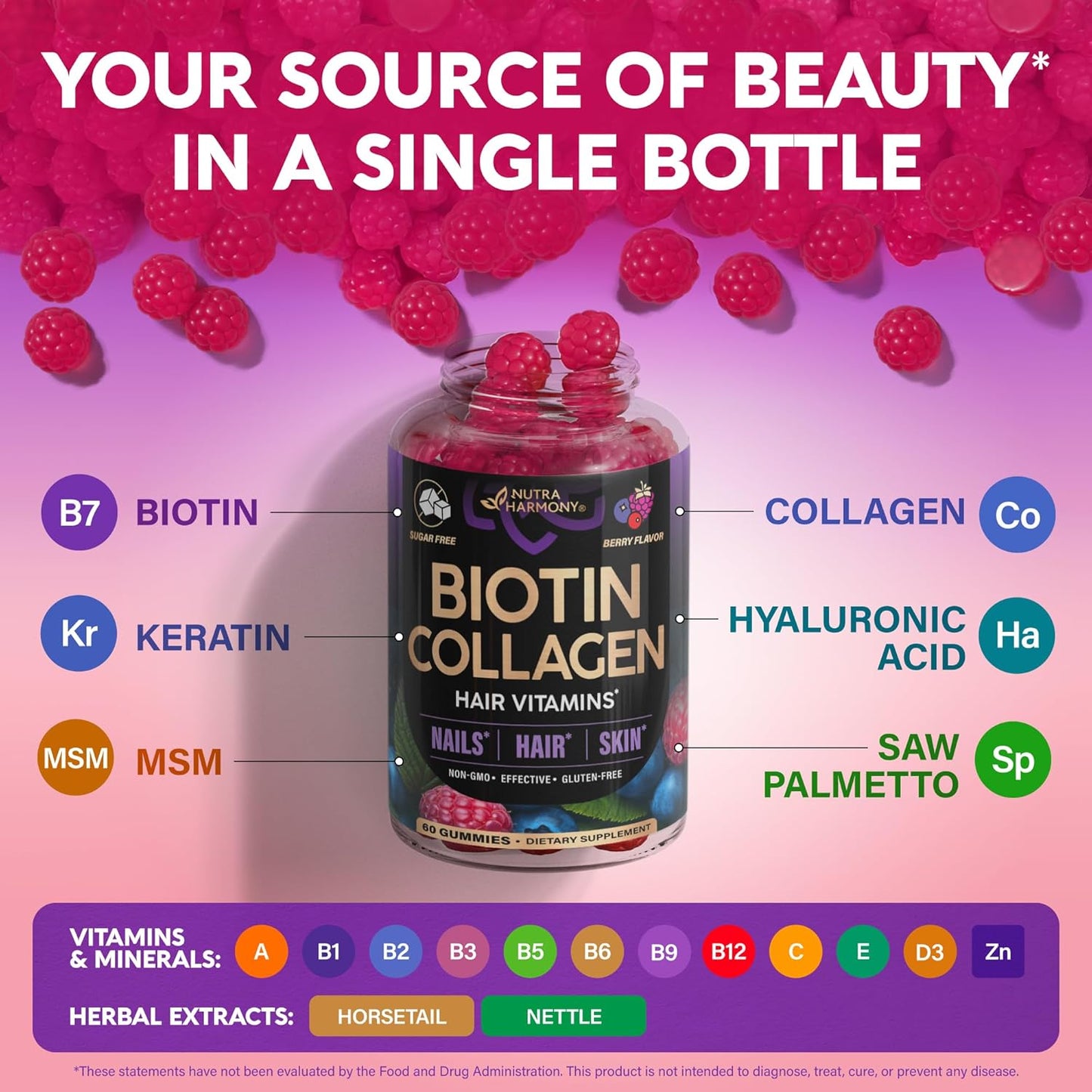 Biotin, Collagen & Keratin | Hair, Skin & Nails Gummies