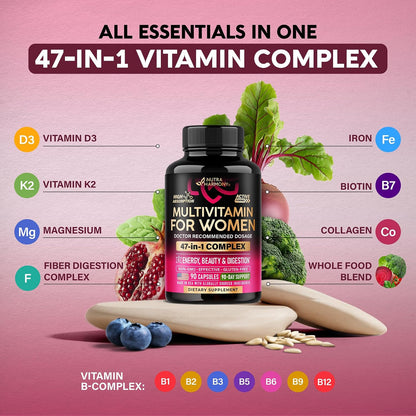 Complete 47-in-1 Multivitamin for Women | 90 Capsules, 90-Day Supply