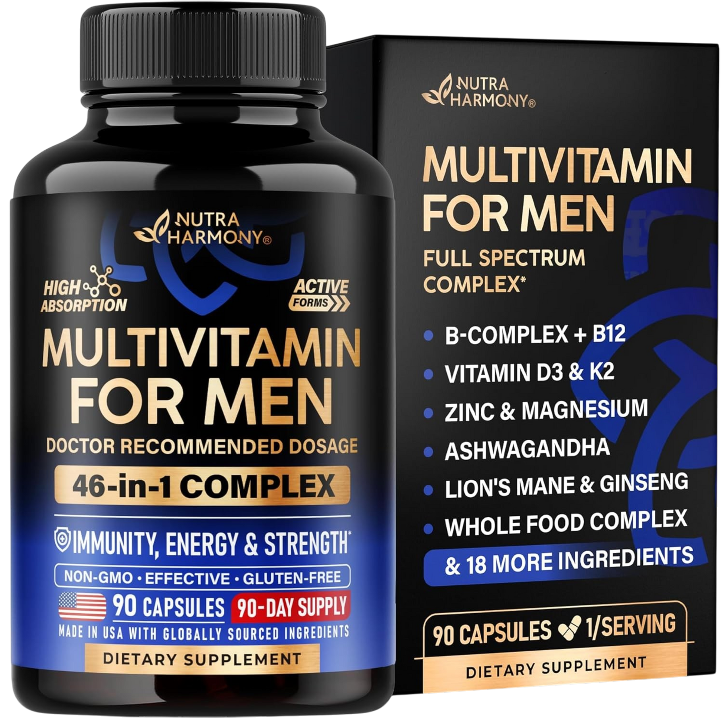 Complete 46-in-1 Multivitamin for Men | 90 Capsules, 90-Day Supply