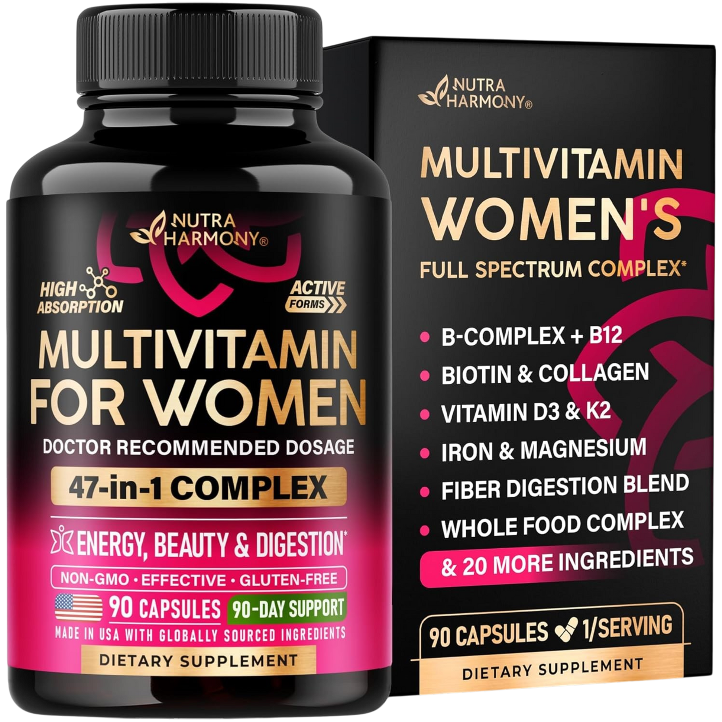 Complete 47-in-1 Multivitamin for Women | 90 Capsules, 90-Day Supply