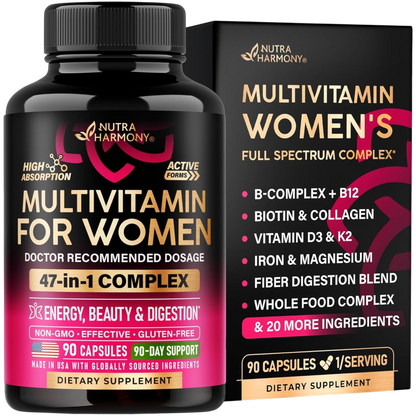 Complete 47-in-1 Multivitamin for Women | 90 Capsules, 90-Day Supply