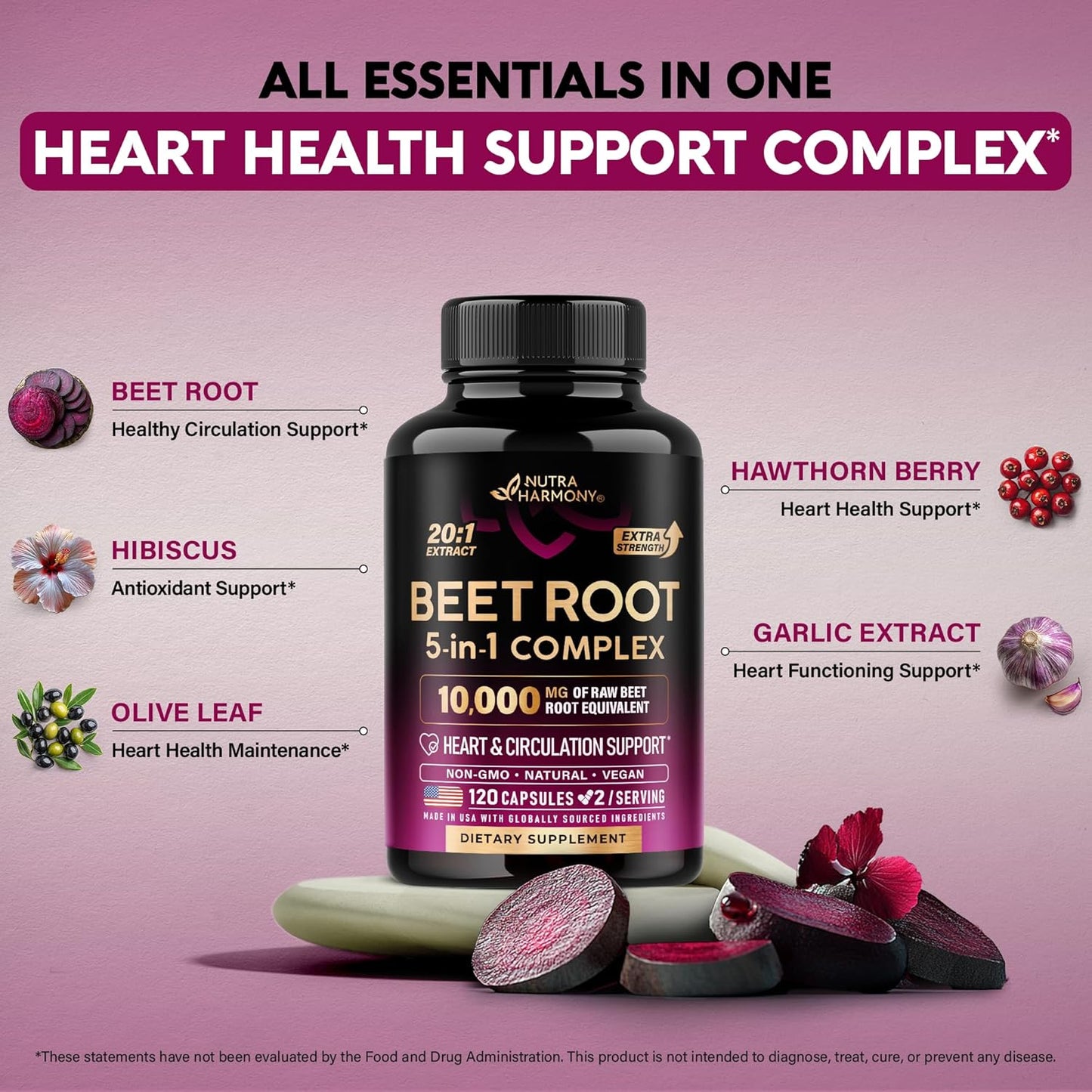 Beet Root 5-in-1 Complex Capsules for Heart & Circulation Support