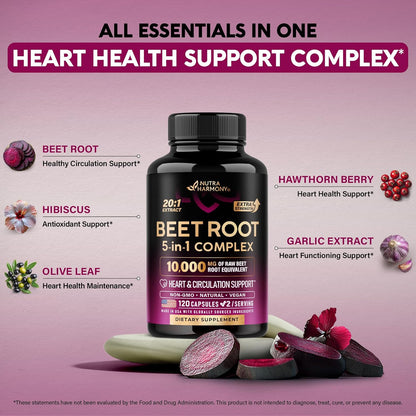Beet Root 5-in-1 Complex Capsules for Heart & Circulation Support
