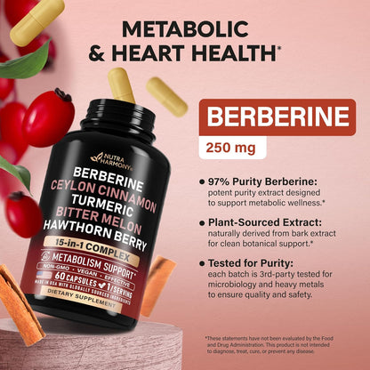 Key Berberine Specs

Potency: Contains 250 mg of 97% Purity Berberine per serving.

Source & Safety: Plant-sourced bark extract, 3rd-party tested for microbiology and heavy metals.
