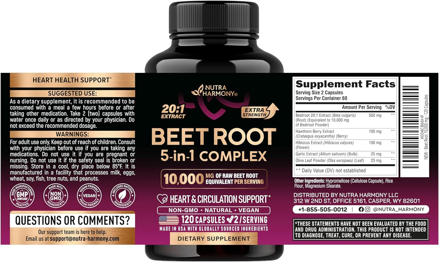 Beet Root 5-in-1 Complex Capsules for Heart & Circulation Support