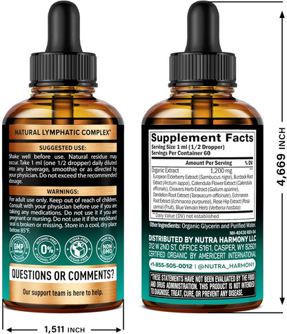 USDA Organic Lymphatic Support 8-in-1 Herbal Blend Liquid Drops