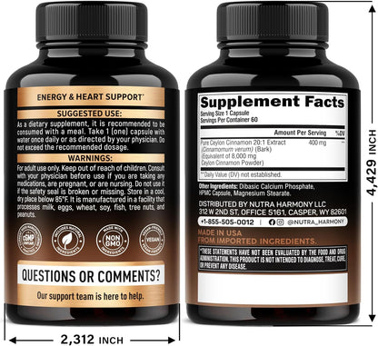 Ceylon Cinnamon 20:1 Extract | Extra Strength Capsules