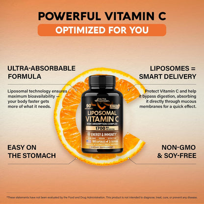 vitamin c lipid soluble NutriFlair Liposomal 1700mg, 180 Capsules Liposomal Vitamin C 1700 mg