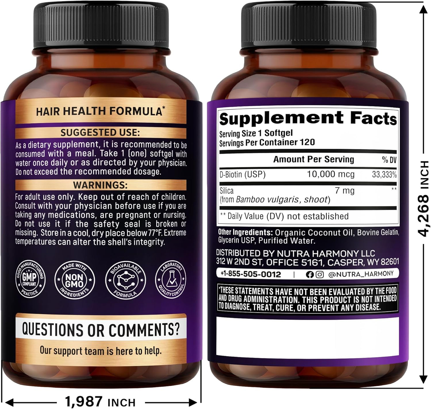 Pharmaceutical Grade Biotin 10,000 & Silica Softgels