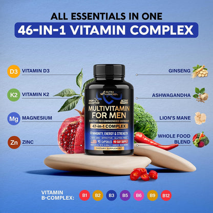 Complete 46-in-1 Multivitamin for Men | 90 Capsules, 90-Day Supply