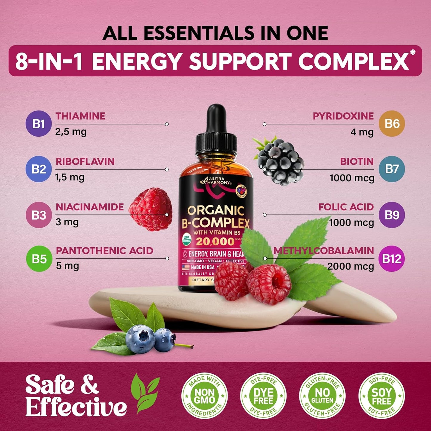 USDA Organic Vitamin B-Complex Liquid Drops