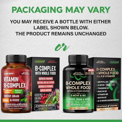 Vitamin B Complex with Astragalus & Whole Food Blend for Energy, Metabolism & Brain