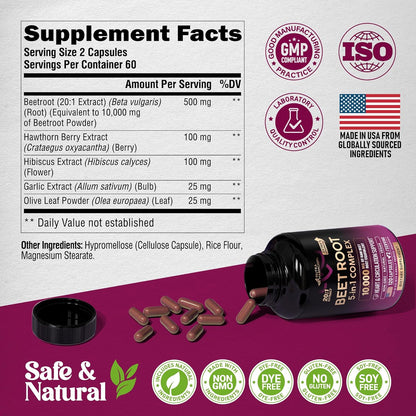 Beet Root 5-in-1 Complex Capsules for Heart & Circulation Support