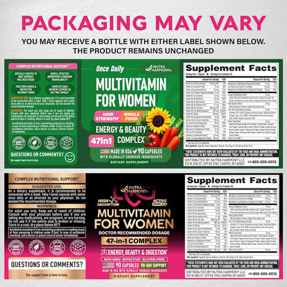 Complete 47-in-1 Multivitamin for Women | 90 Capsules, 90-Day Supply