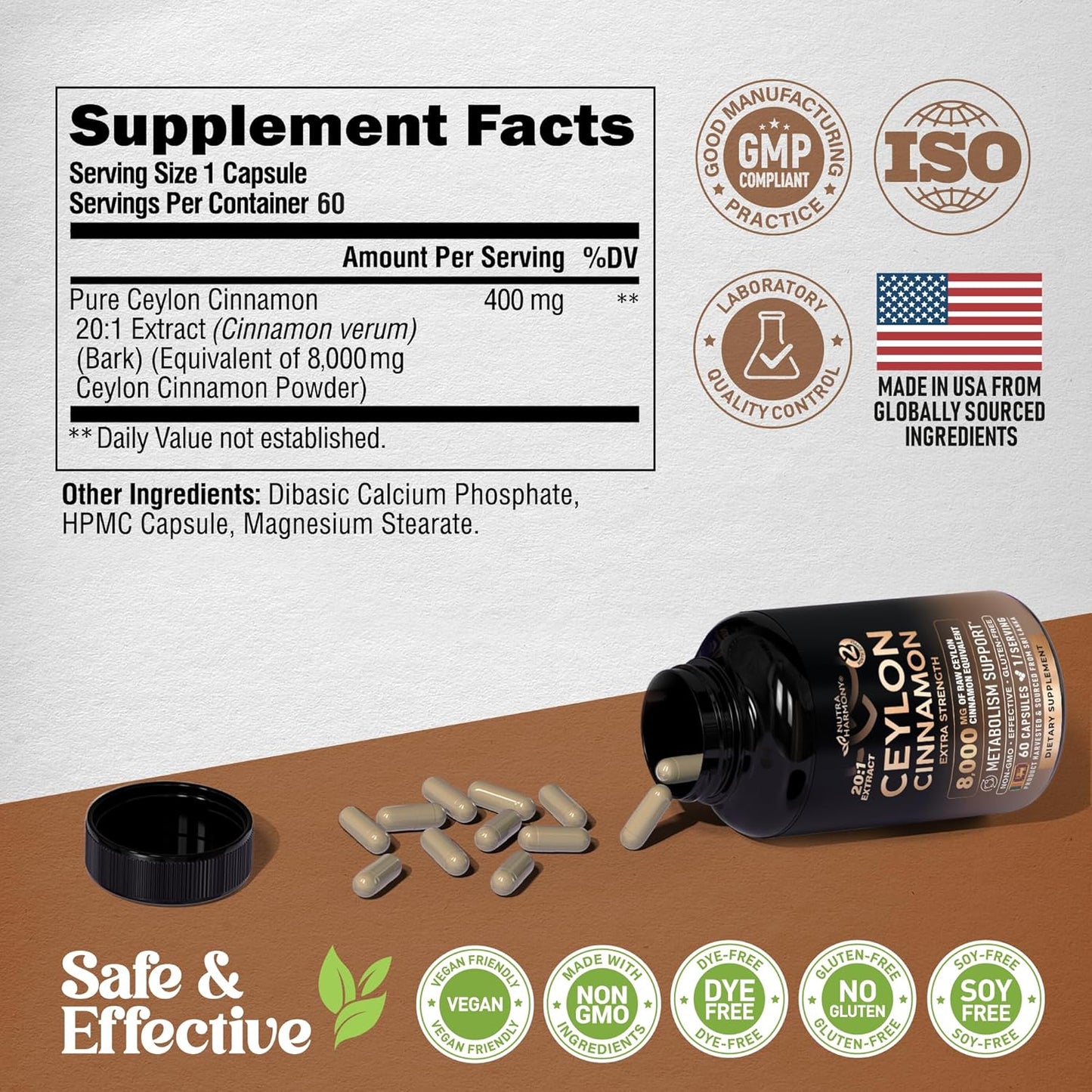 Ceylon Cinnamon 20:1 Extract | Extra Strength Capsules