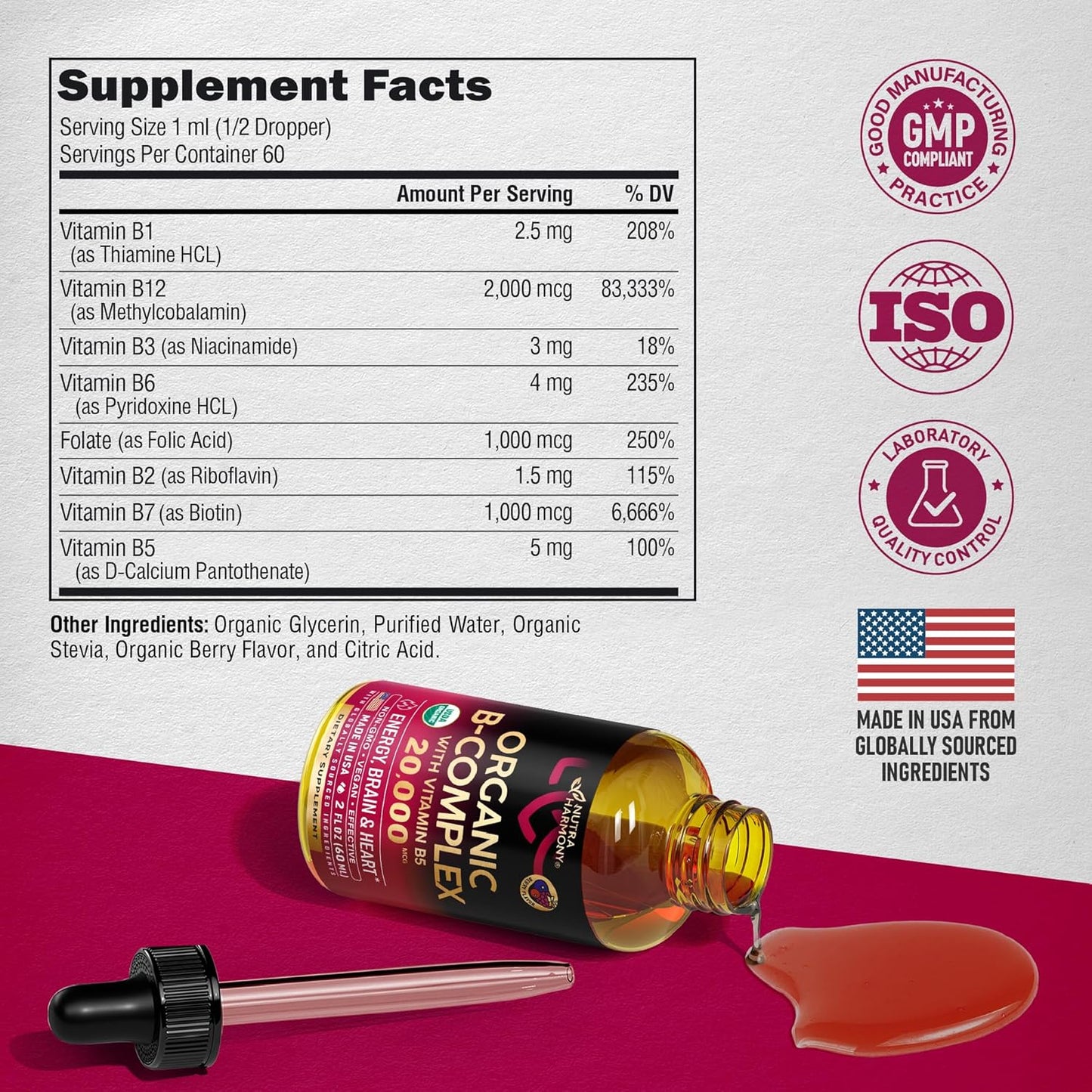 USDA Organic Vitamin B-Complex Liquid Drops
