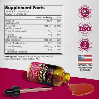USDA Organic Vitamin B-Complex Liquid Drops